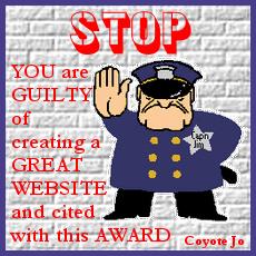 Coyote Jo STOP You have been Cited Award